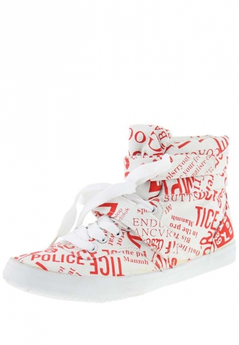 Trend Canvas Boots / weiss - rot  Trendboots aus Leinen im aktuellen Design mit Klettverschluss -  Trend Canvas Boots / weiss - rot  Trendboots aus Leinen im aktuellen Design mit...