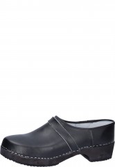 Holz Clog aus Leder mit klassischen Blockabsatz und Riemen an der Clog Oberseite unisex, geschlossen - Der klassische Holzclog zeigt sich stilecht mit Blockabsatz und Holzsohle mit griffigem Gummi f�r sicheren Halt auf allen B�den. Der Ristriemen rundet den Damen und Herren Clog sehr sch�n ab.   - Obersohle aus Holz ...