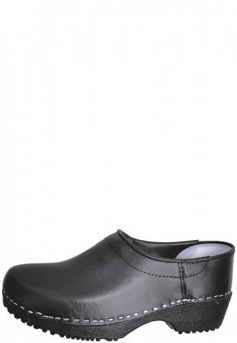 PU Clog aus Leder mit klassischen Blockabsatz an der Clog Oberseite unisex, geschlossen