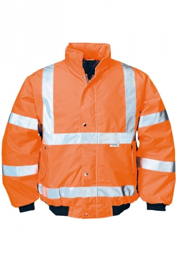 Warnbau-Pilotenjacke mit Reflexstreifen in oranger Signalfarbe