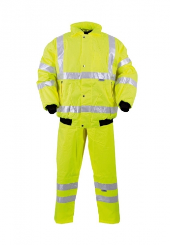 Warnbau-Pilotenjacke mit Reflexstreifen in gelber Signalfarbe