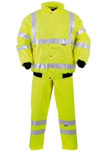Warnbau-Bundhose mit Reflexstreifen in gelber Signalfarbe
