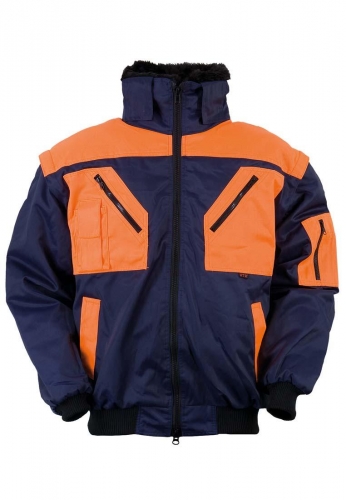 Freizeit- u. Arbeitsjacke - Pilotenjacke - zweifarbig, marine-orange