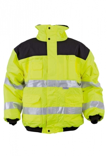 Warnbau-Pilotenjacke mit Reflexstreifen in gelber Signalfarbe