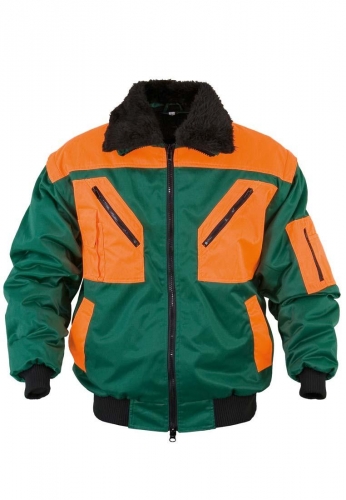 Freizeit- u. Arbeitsjacke - Pilotenjacke - zweifarbig, forstgr�n-orange