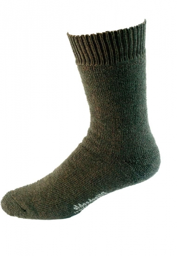 Warme Vollpl�sch-Socke von NORDPOL aus Wolle/Polyester-Mischgewebe in gr�n