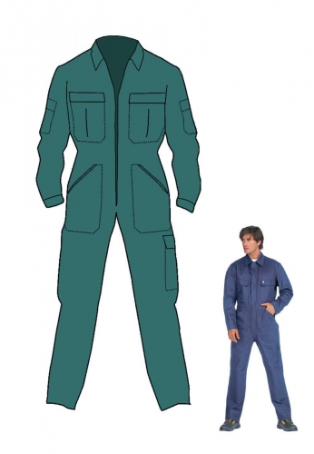 Overall f&uuml;r Arbeit, Beruf u. Freizeit in gr&uuml;n, 100% Baumwolle - 285g/m&sup2;