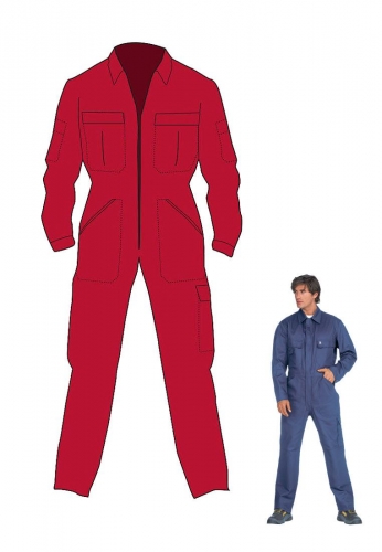 Overall f�r Arbeit, Beruf u. Freizeit in rot, 100% Baumwolle - 285g/m�