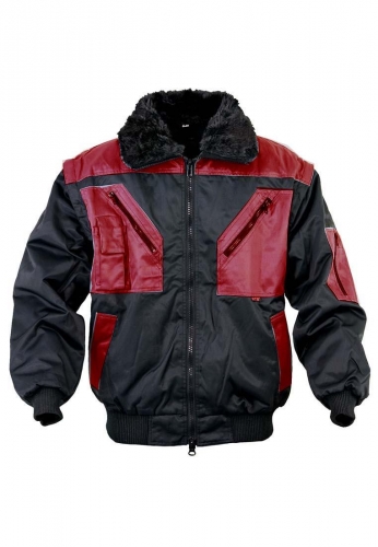 Freizeit- u. Arbeitsjacke - Pilotenjacke - zweifarbig, schwarz-rot