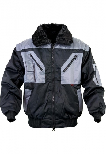 Freizeit- u. Arbeitsjacke - Pilotenjacke - zweifarbig, schwarz-grau