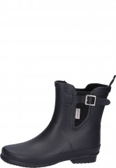 NICOLE black, ein eleganter kurzer Tretorn Gummistiefel f�r Damen jeden Alters mit schmaler Passform. Der sportliche Regenstiefel mit einem seitlichen Elastikeinsatz mit Weitenregulierung mittels Schnalle �berzeugt durch seine durchdachten Details. Durch die seitlichen Elastikeins�tze ist ein bequemer Einstieg in die Stiefelette gew�hrleistet. Die schmale Passform gibt Damen mit schmalen F��en...